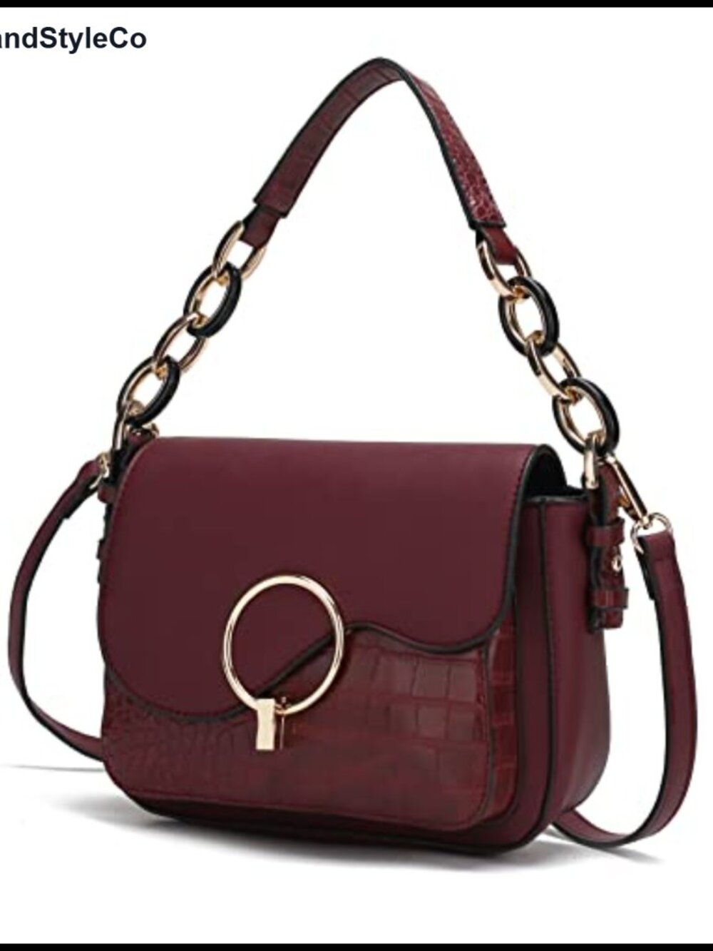 Vegan Leather Crossbody Bag Satchel Kiss Lock Shoulder Purse